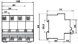 ВА 47-100 Габаритные и установочные размеры.