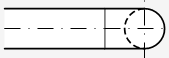 Воздуховод круглого сечения, идущий в невидимую сторону Воздуховод круглого сечения, идущий в невидимую сторону - обозначение на планах и разрезах