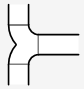 Раздвоение потока плавное симметричное Раздвоение потока плавное симметричное - обозначение на планах и разрезах