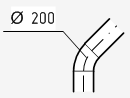 Отвод по радиусу Отвод по радиусу - обозначение на планах и разрезах