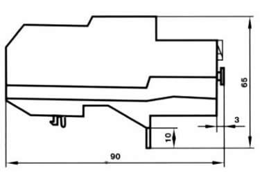 Габаритные размеры электротеплового реле РТИ 1301–1322 — вид сбоку