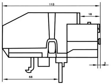 Габаритные размеры электротеплового реле РТИ 3353–3365 — вид сбоку