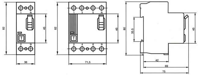 Выключатель ВД1-63 — габаритные и установочные размеры