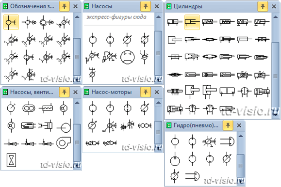 Трафареты Visio обозначений по ГОСТ 2.782