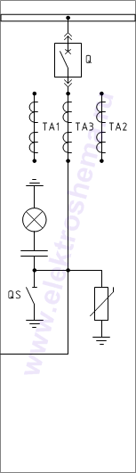 КРУ «ELTEMA» схема 1: шкаф с силовым выключателем, ввод/вывод шинами сбоку