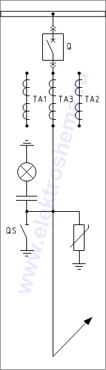 КРУ «ELTEMA» схема 2: шкаф с силовым выключателем, ввод/вывод шинами сзади