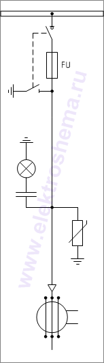 КРУ «ELTEMA» схема 8: шкаф с выключателем нагрузки, предохранителями и заземляющими ножами снизу, ввод/вывод кабелем снизу