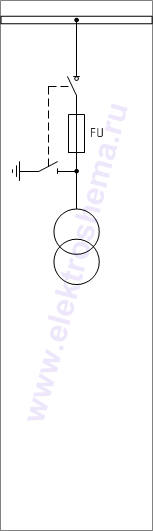 КРУ «ELTEMA» схема 13: шкаф с трансформатором собственных нужд, подключение на сборные шины