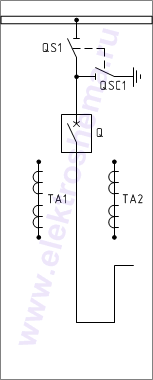 КСО-202В-20: схема главных цепей &mdash; секционный выключатель