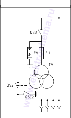 КСО-202В-33: схема главных цепей &mdash; ТН с кабельной сборкой