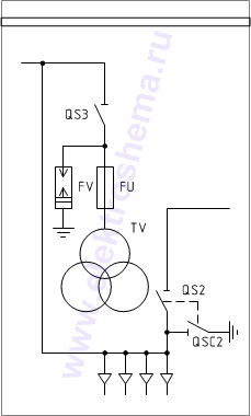 КСО-202В-34: схема главных цепей &mdash; ТН с кабельной сборкой