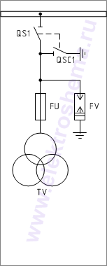 КСО-202В-36: схема главных цепей &mdash; трансформатор напряжения