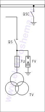 КСО-202В-37: схема главных цепей &mdash; ТН с боковым вводом