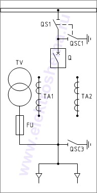 КСО-202ВМ-06: схема главных цепей &mdash; ввод или отходящая линия