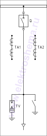 КСО-207В-01: схема главных цепей &mdash; ввод или отходящая линия