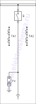 КСО-207В-03: схема главных цепей &mdash; ввод или отходящая линия
