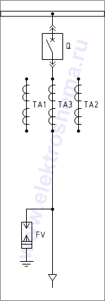 КСО-207В-04: схема главных цепей &mdash; ввод или отходящая линия
