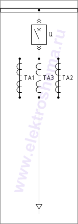 КСО-207В-06: схема главных цепей &mdash; ввод или отходящая линия