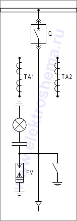 КСО-207В-07: схема главных цепей &mdash; ввод или отходящая линия