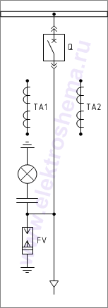 КСО-207В-09: схема главных цепей &mdash; ввод или отходящая линия
