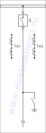 КСО-207В-11: схема главных цепей &mdash; ввод или отходящая линия