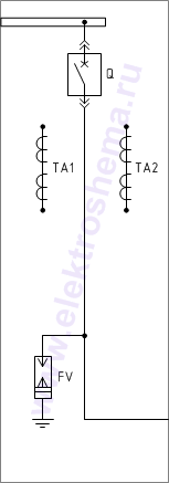 КСО-207В-13: схема главных цепей &mdash; секционный выключатель