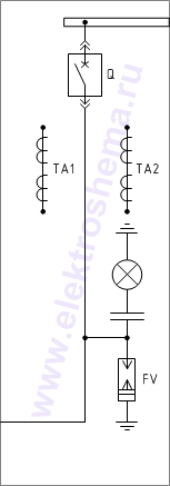 КСО-207В-23: схема главных цепей &mdash; секционный выключатель