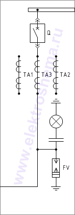 КСО-207В-24: схема главных цепей &mdash; секционный выключатель
