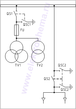 КСО-285-12.1: схема главных цепей &mdash; трансформатор напряжения