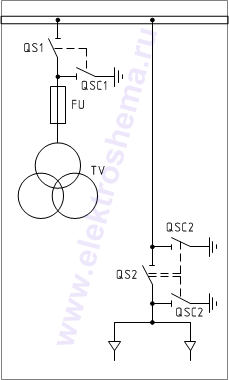КСО-285-12: схема главных цепей &mdash; трансформатор напряжения