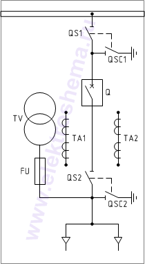 КСО-298-6ВВ: схема главных цепей &mdash; ввод и отходящая линия