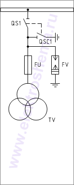 КСО-298-14: схема главных цепей &mdash; трансформатор напряжения