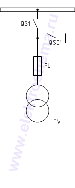 КСО-298-15: схема главных цепей &mdash; трансформатор собственных нужд