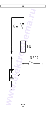 КСО-306-12: схема главных цепей &mdash; отходящая линия