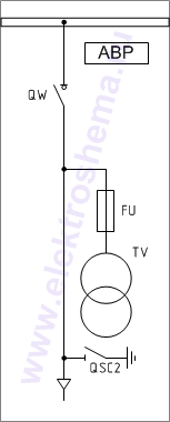 КСО-306-16: схема главных цепей &mdash; трансформатор напряжения