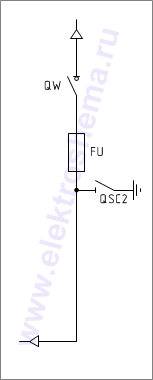 КСО-306ШВВ-02: схема главных цепей &mdash; отходящая линия