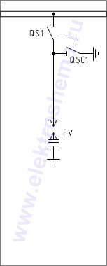 КСО-366-12: схема главных цепей &mdash; камера с разрядниками и ограничителями перенапряжения (ОПН)