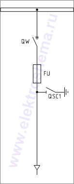 КСО-386-04: схема главных цепей &mdash; ввод и отходящая линия