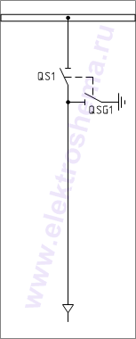 КСО-393-01: схема главных цепей &mdash; ввод и отходящая линия