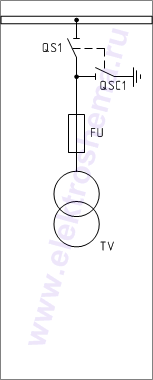 КСО-393-23: схема главных цепей &mdash; трансформатор собственных нужд