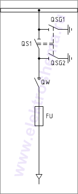 КСО-393-40: схема главных цепей &mdash; отходящая линия