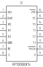 Микросхема КР1008ВЖ14, условное обозначение