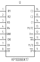 Микросхема КР1008ВЖ17, условное обозначение