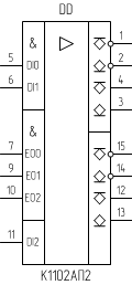 Микросхема К1102АП2, условное обозначение