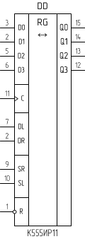 Микросхема К555ИР11, условное обозначение