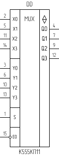 Микросхема К555КП11, условное обозначение