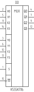 Микросхема К555КП16, условное обозначение