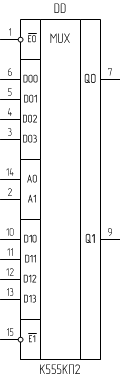 Микросхема К555КП2, условное обозначение
