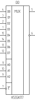Микросхема К555КП7, условное обозначение