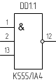 Микросхема К555ЛА4, условное обозначение